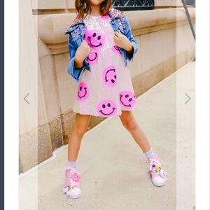 Lola + the boys PINKIE HAPPY EMOJI DRESS
